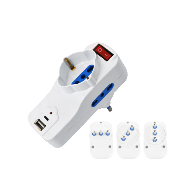 Adattatore con interruttore con 2 USB type A e type C