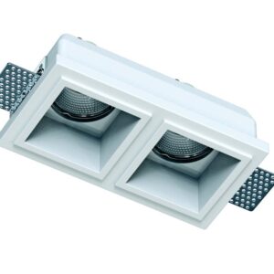 Faretto in gesso da incasso quadrato 2 posizioni