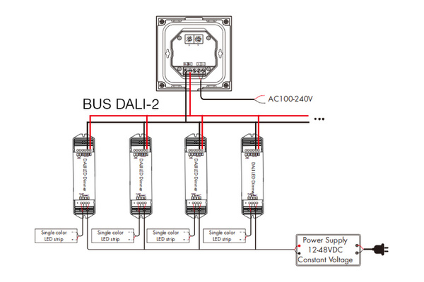 Touch panel Master DALI-2 monocromatico - disegno tecnico