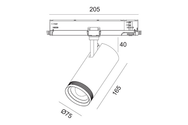 Proiettore a LED 3CCT Dual Power zoomabile DALI 18/25W - disegno tecnico