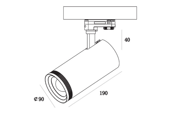 Proiettore a LED 5CCT Dual Power zoomabile 28/40W - disegno tecnico