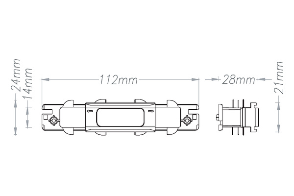 Connessione mini lineare per binario trifase EuroTrack DALI recesso - disegno tecnico