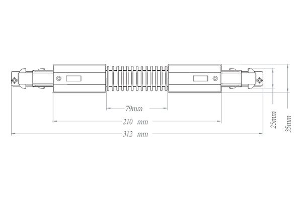 Connessione a S per binario trifase EuroTrack DALI - disegno tecnico