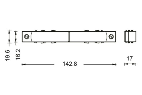 Connessione lineare per binario 48Vdc per sistema DALI e On-Off - disegno tecnico