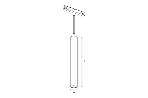 Pendel cilindrico nero 48Vdc DALI - disegno tecnico