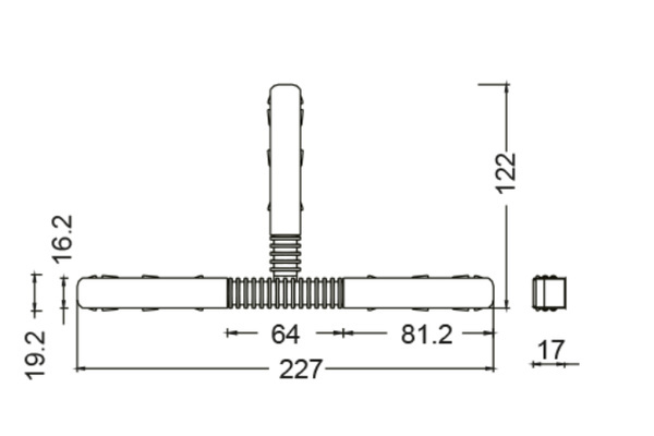 Connessione a T flessibile per binario 48Vdc per sistema DALI e On-Off - disegno tecnico