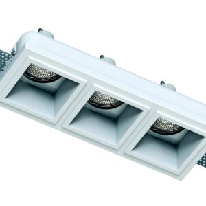 Faretto in gesso da incasso quadrato 3 posizioni