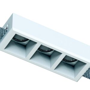 Faretto in gesso da incasso quadrato 3 posizioni